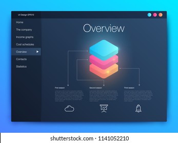 Dashboard infographic template with modern design annual statistics graphs. UI elements