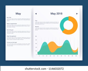 Dashboard infographic template with modern design annual statistics graphs. UI elements