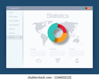 Dashboard infographic template with modern design annual statistics graphs. UI elements