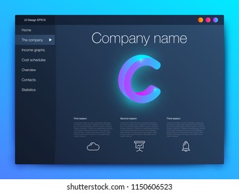 Dashboard infographic template with modern design annual statistics graphs. UI elements