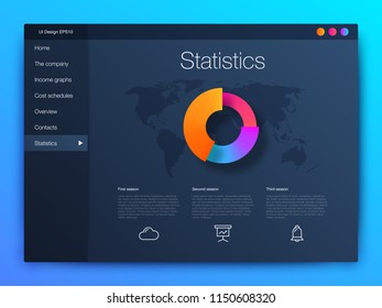 Dashboard infographic template with modern design annual statistics graphs. UI elements