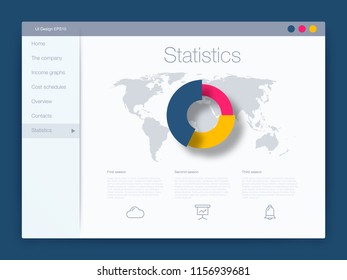 Dashboard infographic template with modern design annual statistics graphs. UI elements