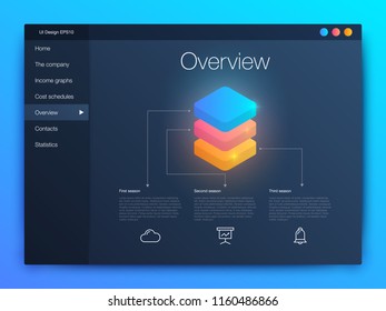 Dashboard infographic template with modern design annual statistics graphs. UI elements
