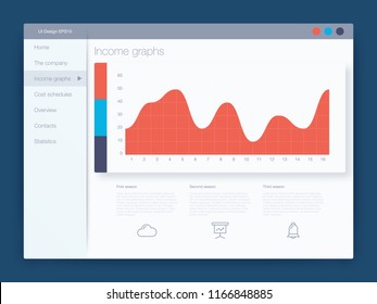 Dashboard infographic template with modern design annual statistics graphs. UI elements