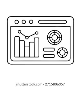 Dashboard interface illustration displays various graphical elements including bar charts line graphs and pie charts representing key performance indicators for business analysis reporting and digita