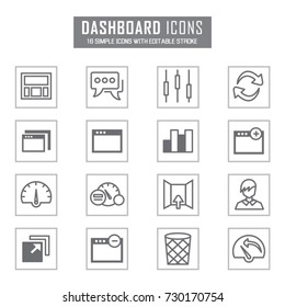 Dashboard Line Icon Vector set with Editable Stroke