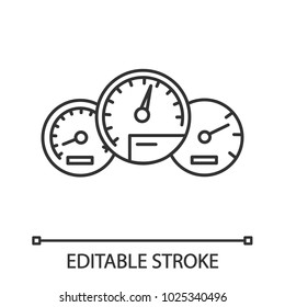 Dashboard linear icon. Thin line illustration. Car instrument panel. Contour symbol. Vector isolated outline drawing. Editable stroke