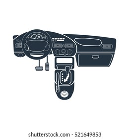 dashboard, manual transmission, hand parking brake, isolated icon on white background, auto service, repair, car detail,