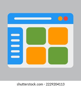 Dashboard menu icon in flat style about browser, use for website mobile app presentation