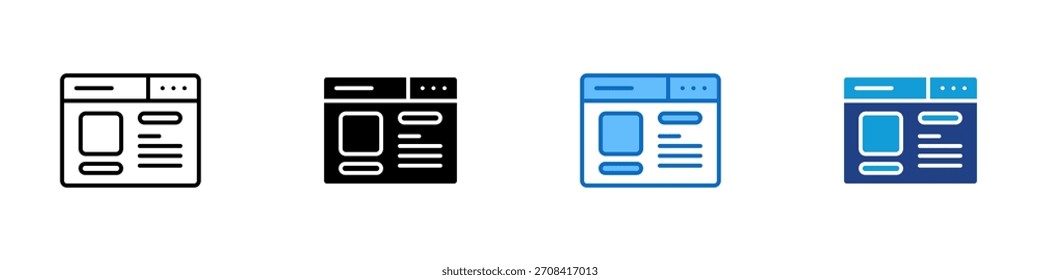 Vector de diseño de íconos de estilos múltiples de tablero: diseño de interfaz de Web con bloques que representan el tablero, la descripción general de análisis y la visualización de datos