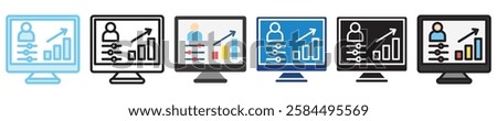 Dashboard multi-style icon, outline, flat, glyph, dual tone, line color. For UI, UX, app and web development, digital or print. for industry, education, business, financial, Human Resources theme.