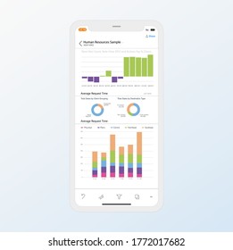 Dashboard Power Bi. Graphs And Charts. App Mobile Template. EPS10