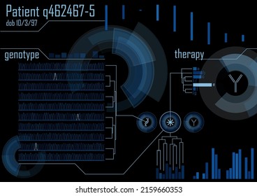 representación en el tablero del tratamiento médico personalizado en fondo azul sobre negro