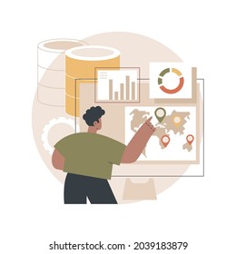 Dashboard service abstract concept vector illustration. Online reporting mechanism, key performance indicators, dashboard service tool, data metrics, information management abstract metaphor.