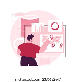Dashboard-Service abstrakte Konzept Vektorgrafik. Online-Berichterstattungsmechanismus, wichtige Leistungsindikatoren, Dashboard-Service-Tool, Datenmetriken, abstrakte Metapher für das Informationsmanagement.