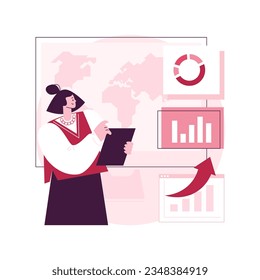 Dashboard service abstract concept vector illustration. Online reporting mechanism, key performance indicators, dashboard service tool, data metrics, information management abstract metaphor.