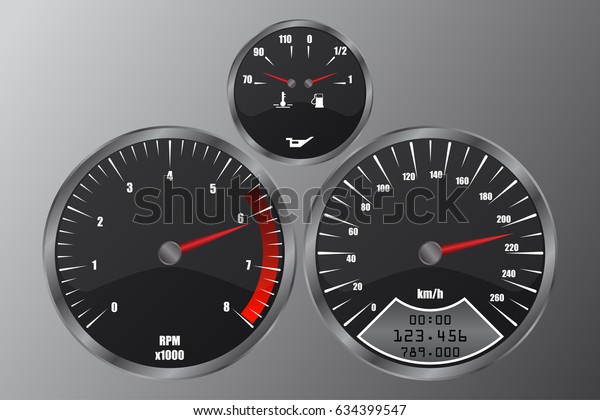 Dashboard Set Speedometer Rpm Gauge Fuel Stock Vector (Royalty Free ...