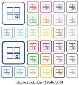 Dashboard settings color flat icons in rounded square frames. Thin and thick versions included.