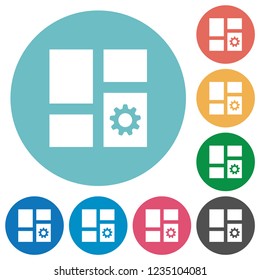 Dashboard settings flat white icons on round color backgrounds