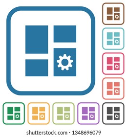 Dashboard settings simple icons in color rounded square frames on white background