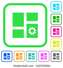 Dashboard settings vivid colored flat icons in curved borders on white background