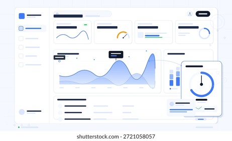 Das Dashboard zeigt verschiedene Diagramme und Diagramme, die die Datenanalyse darstellen. Das Layout ist einfach und konzentriert sich auf Echtzeit-Updates und Metriken, die für die Entscheidungsfindung nützlich sind.