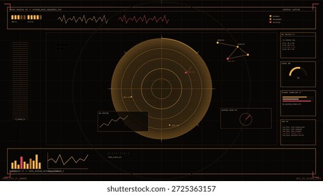 O Dashboard mostra várias métricas de desempenho do sistema, incluindo gráficos e pontos de dados, exibidos em um plano de fundo escuro. Essa configuração é comum em espaços técnicos e de engenharia.