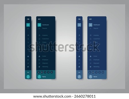 Dashboard Sidebar Design. Navigation bar Vector Design.