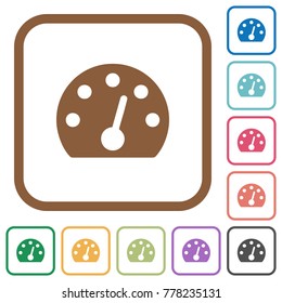 Dashboard simple icons in color rounded square frames on white background
