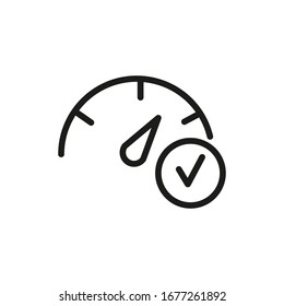 Tablero. Velocímetro. Descarga. Icono de línea de vector 