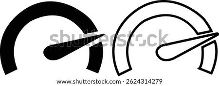 Dashboard speedometer flat and outline icon set. Performance indicator with arrows sign. Internet speed, gauge, tachometer, scale. Credit score vectors. Risk levels isolated on transparent background.