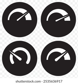 Dashboard speedometer icons set. Tachometer icon isolated. Performance indicator sign. Car speed. Fast internet speed sign. Stock flat vector elements. EPS 10.
