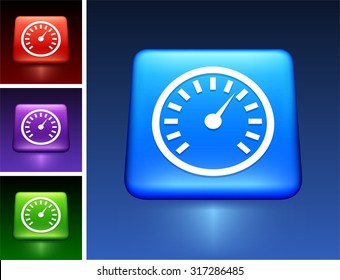 Dashboard Speedometer on Blue Square Button