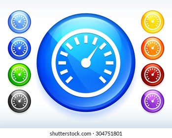 Dashboard Speedometer on Colorful Round Button