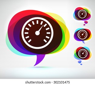 Dashboard Speedometer on Colorful Speech Bubble