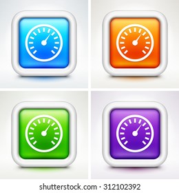 Dashboard Speedometer on Colorful Square Buttons