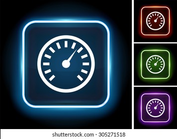 Dashboard Speedometer on Glow Square Button