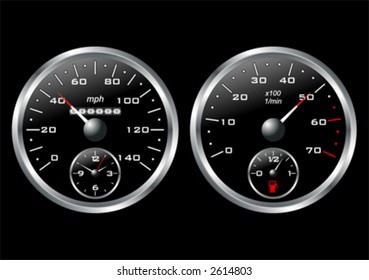 Dashboard of a sport car over black background