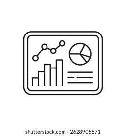painel com ícone de monitoramento do mercado de ações. estilo de contorno simples tendência painel moderno informações logotipo arte gráfica design isolado em branco. conceito de análise de negócios ou pesquisa de big data
