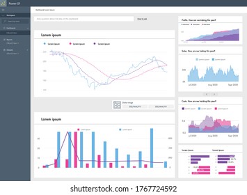 Dashboard template with graphs and charts 0.3. Power bi report. EPS10 