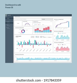 Dashboard template. Graphs and charts to edit. Interaction graphs. EPS10