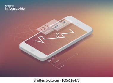 Dashboard theme creative infographic of city map navigation on phone
