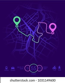 Dashboard theme creative infographic of city map navigation. Vector illustration