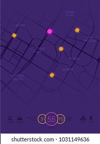 Dashboard theme creative infographic of city map navigation. Vector illustration