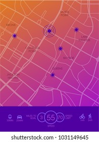 Dashboard theme creative infographic of city map navigation. Vector illustration