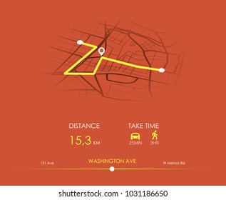 Dashboard theme creative infographic of city map navigation. Vector illustration.