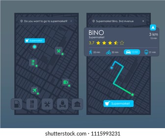 Dashboard theme creative infographic of city map navigation. Vector illustration