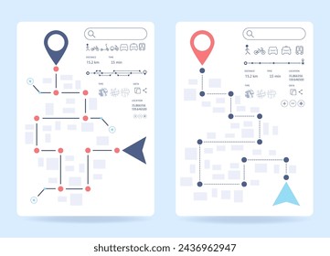 Dashboard theme creative infographic of city navigation. Navigation and map related. Highlights points of interest and roads to location marker. Vector illustration