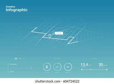 Dashboard theme creative infographic of city map navigation