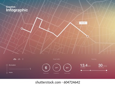 Dashboard theme creative infographic of city map navigation